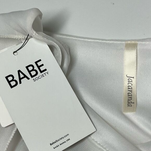 Babe Jacaranda Sheer Oversized White Top Black skirt Formal Dress Size M NWT - Picture 5 of 15